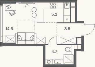 Планировка: Студия, 28,4 м²