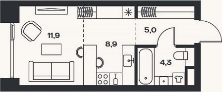 Планировка: Студия, 30,1 м²