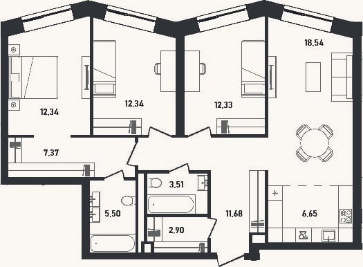 Планировка: 4+ к, 93,2 м²