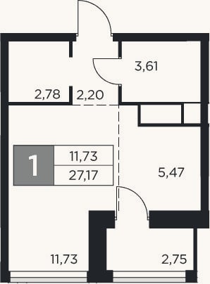 Планировка: Студия, 25,8 м²