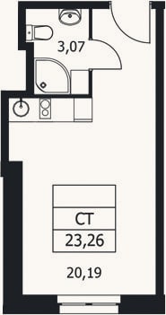 Планировка: Студия, 23,3 м²