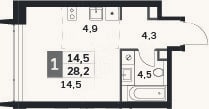 Планировка: Студия, 28,2 м²