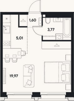 Планировка: Студия, 30,4 м²