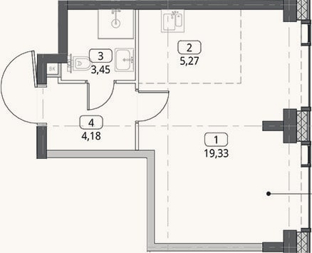 Планировка: Студия, 32,2 м²