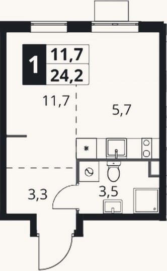 Планировка: Студия, 24,2 м²
