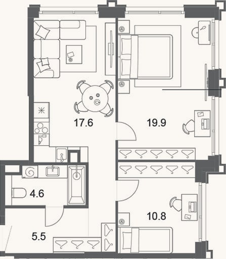 Планировка: 3-к, 62 м²