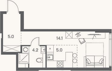Планировка: Студия, 28,3 м²