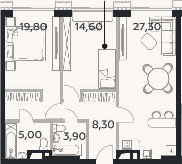 Планировка: 3-к, 81 м²