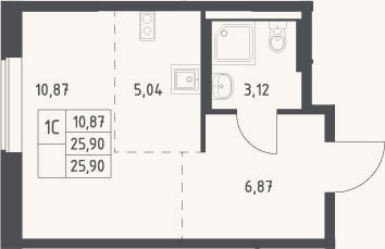 Планировка: Студия, 25,9 м²