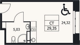 Планировка: Студия, 29,4 м²
