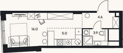 Планировка: Студия, 29,5 м²