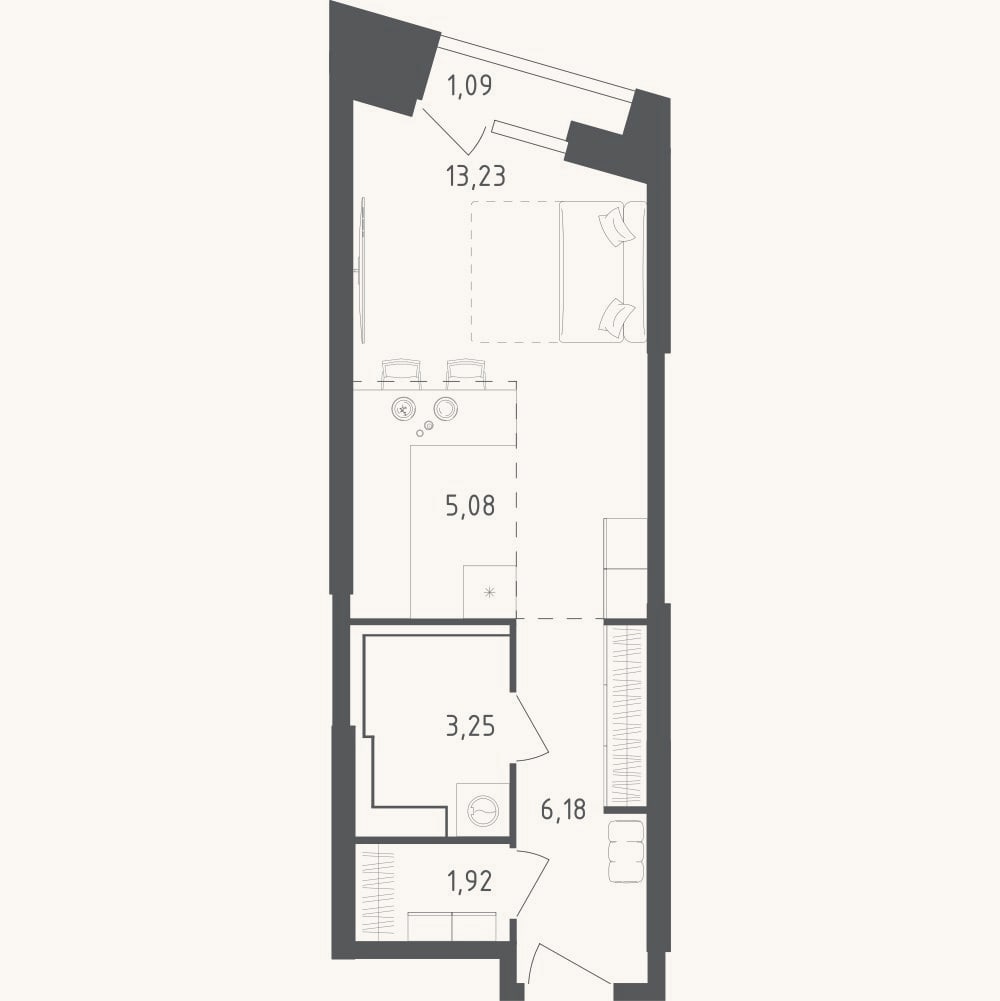Планировка: Студия, 29,7 м²