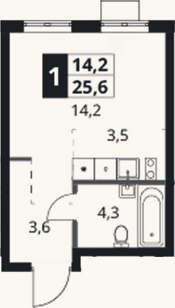 Планировка: Студия, 25,6 м²