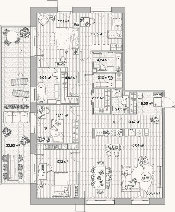 Планировка: 4+ к, 143,7 м²