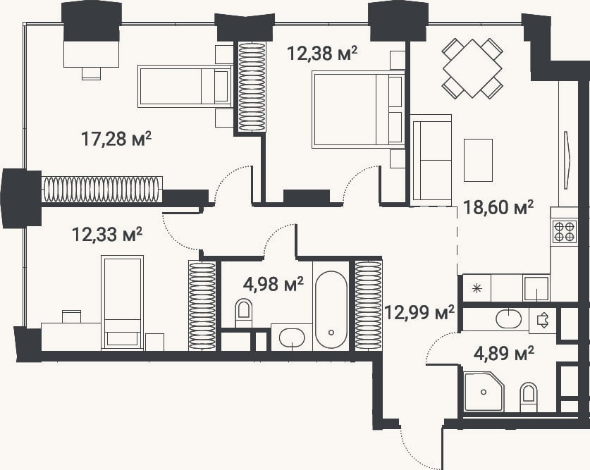 Планировка: 4+ к, 82,4 м²