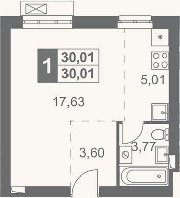 Планировка: Студия, 30 м²