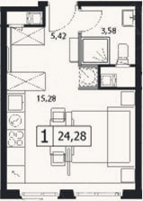 Планировка: Студия, 24,3 м²