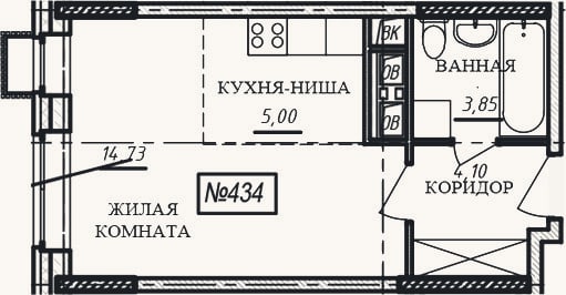 Планировка: Студия, 27,7 м²