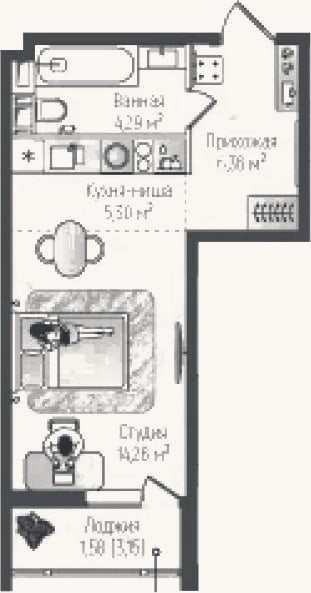 Планировка: Студия, 30,2 м²