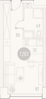 Планировка: Студия, 26,6 м²