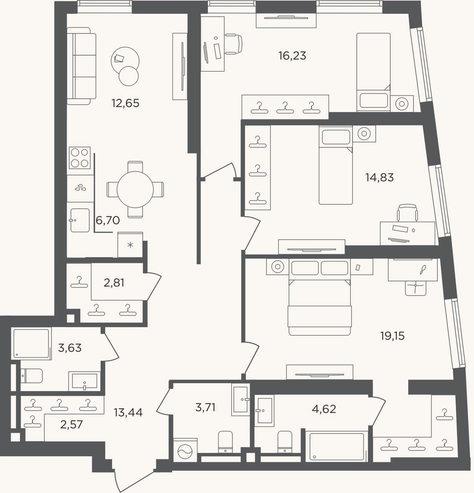 Планировка: 4+ к, 100,3 м²