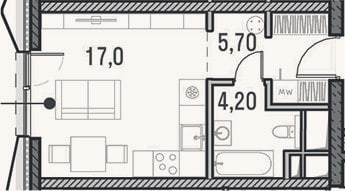 Планировка: Студия, 26,7 м²