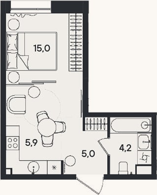 Планировка: Студия, 30,1 м²