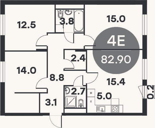 Планировка: 4+ к, 81,7 м²