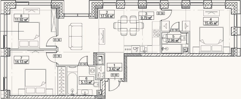 Планировка: 4+ к, 80,4 м²