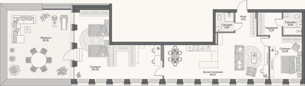 Планировка: 3-к, 104,5 м²