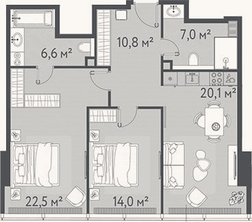 Планировка: 3-к, 81 м²