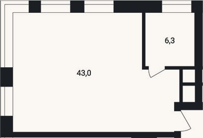 Планировка: Студия, 49,3 м²