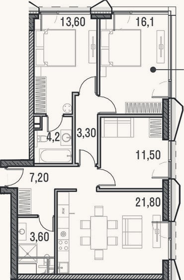 Планировка: 4+ к, 81,2 м²