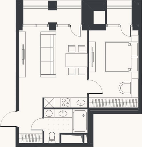 Планировка: 2-к, 39,4 м²