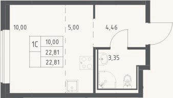 Планировка: Студия, 22,8 м²