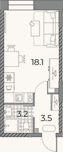 Планировка: Студия, 24,8 м²