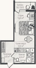Планировка: Студия, 29,6 м²
