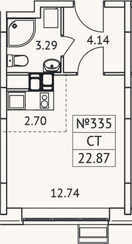 Планировка: Студия, 22,9 м²