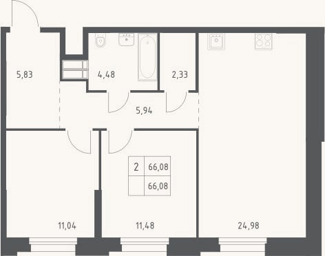 Планировка: 3-к, 66,1 м²