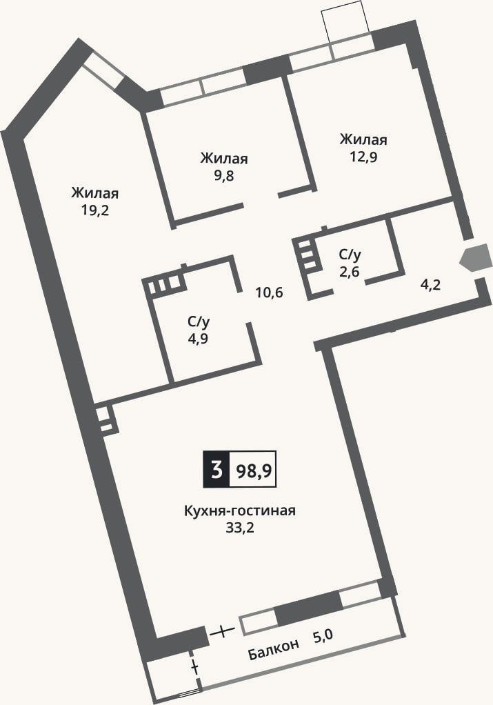 Планировка: 4+ к, 97,1 м²