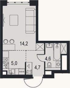 Планировка: Студия, 28,5 м²