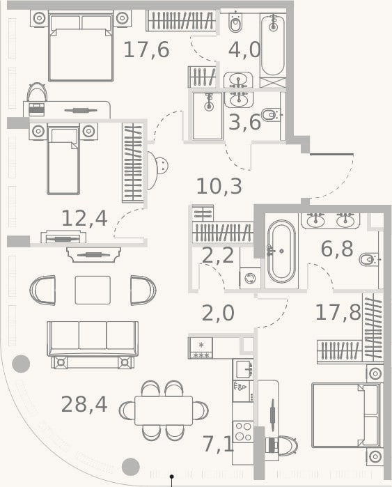 Планировка: 4+ к, 112,2 м²