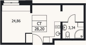 Планировка: Студия, 28,2 м²