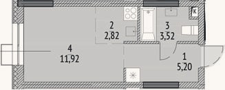 Планировка: Студия, 23,5 м²