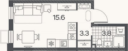 Планировка: Студия, 22,7 м²