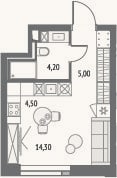 Планировка: Студия, 25,6 м²