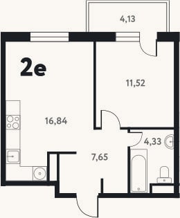 Планировка: 2-к, 40,4 м²