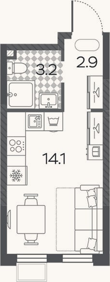 Планировка: Студия, 20,2 м²