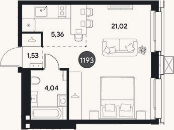 Планировка: Студия, 32 м²