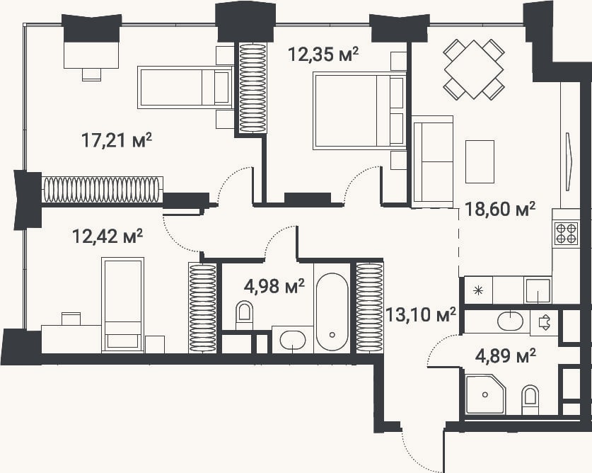 Планировка: 4+ к, 81,6 м²
